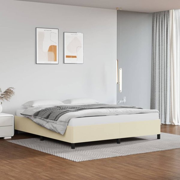 vidaXL Rama lozka, kremowe, 180x200 cm, obite sztuczna skora