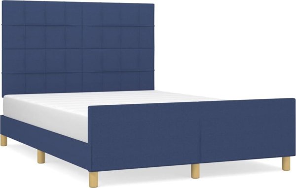 vidaXL Rama κρεβατιού με κεφαλάρι, μπλε, 140x200 εκ., με υφασμάτινη επένδυση
