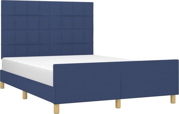 vidaXL Rama κρεβατιού με κεφαλάρι, μπλε, 140x200 εκ., με υφασμάτινη επένδυση