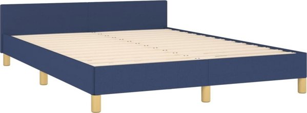 vidaXL Rama κρεβατιού με κεφαλάρι, μπλε, 140x200 εκ., με υφασμάτινη επένδυση