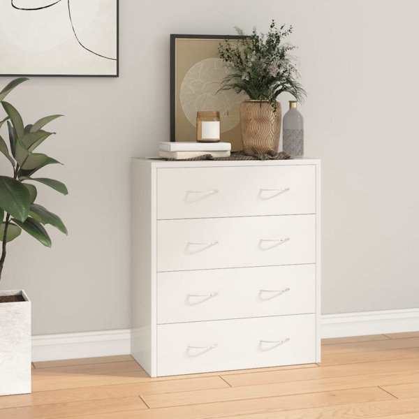 vidaXL Συρταριέρα με 4 συρτάρια, 60x 30,5 x71 cm, λευκή υψηλής γυαλάδας