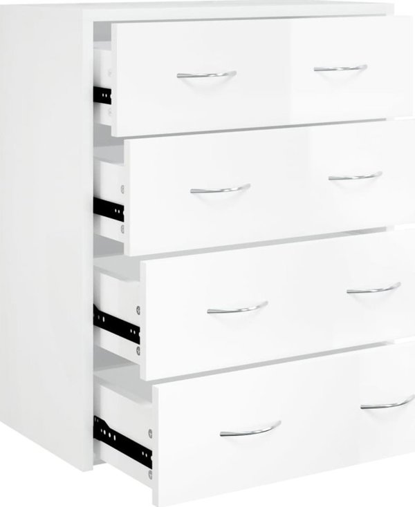 vidaXL Συρταριέρα με 4 συρτάρια, 60x 30,5 x71 cm, λευκή υψηλής γυαλάδας