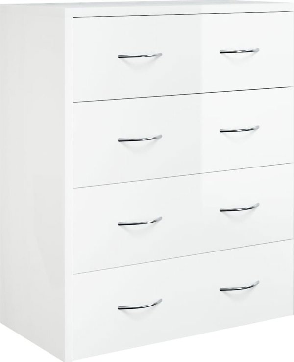 vidaXL Συρταριέρα με 4 συρτάρια, 60x 30,5 x71 cm, λευκή υψηλής γυαλάδας