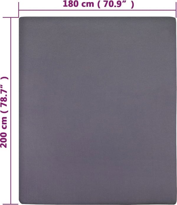 vidaXL Σετ 2 σεντονιών, ανθρακί, 180x200 εκ., βαμβακερό ζέρσεϊ