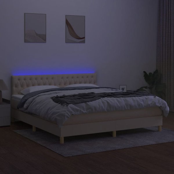 vidaXL Κρεβάτι Kontynentalne με Στρώμα, κρεμ, 160x200 cm, ύφασμα
