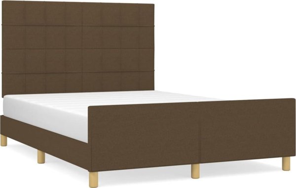 vidaXL vidaXL Rama lozka z zaglowkiem, ciemnbrazowa 140x190 cm obita tkanina