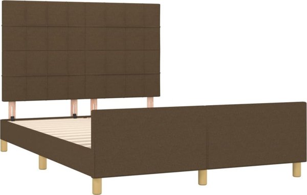 vidaXL vidaXL Rama lozka z zaglowkiem, ciemnbrazowa 140x190 cm obita tkanina