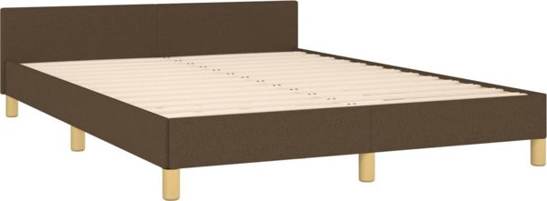 vidaXL vidaXL Rama lozka z zaglowkiem, ciemnbrazowa 140x190 cm obita tkanina