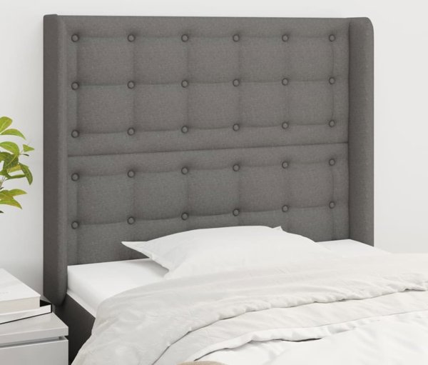 vidaXL Zaglowek uszak σκούρο γκρι, 103x16x118/128 εκ, ύφασμα