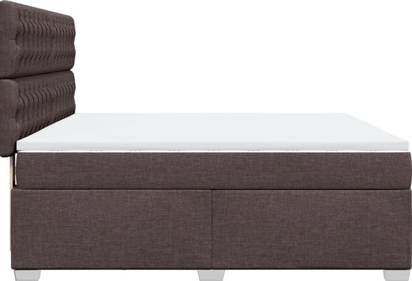 vidaXL Κρεβάτι continental με στρώμα, καφέ, υφασμάτινο, 180x200 εκ.