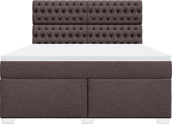 vidaXL Κρεβάτι continental με στρώμα, καφέ, υφασμάτινο, 180x200 εκ.