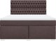 vidaXL Κρεβάτι continental με στρώμα, καφέ, υφασμάτινο, 180x200 εκ.