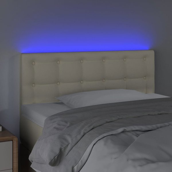 vidaXL Κεφαλάρι κρεβατιού με LED, κρεμ, 80x5x78/88 εκ., τεχνόδερμα
