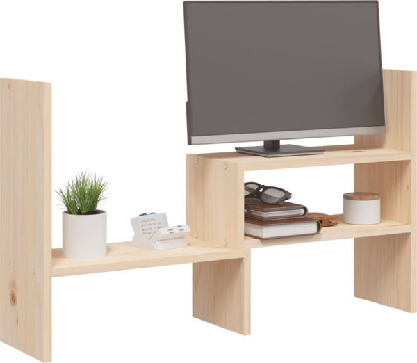 vidaXL Podstawka na monitor, (39-72)x17x43 cm, lite drewno sosnowe
