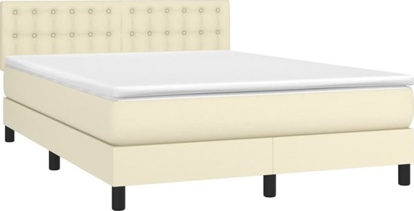vidaXL Λοξό κρεβάτι με στρώμα, κρεμ, οικοδερμα 140x200 εκ