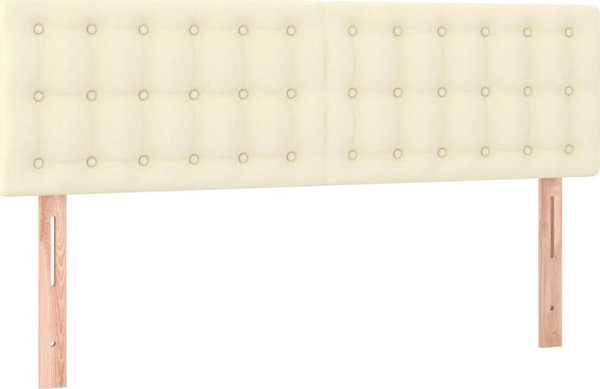 vidaXL Λοξό κρεβάτι με στρώμα, κρεμ, οικοδερμα 140x200 εκ