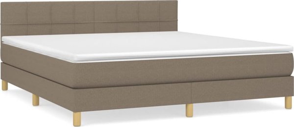 vidaXL Κρεβάτι Continental με Στρώμα, Taupe, Υφασμάτινο, 180x200 cm