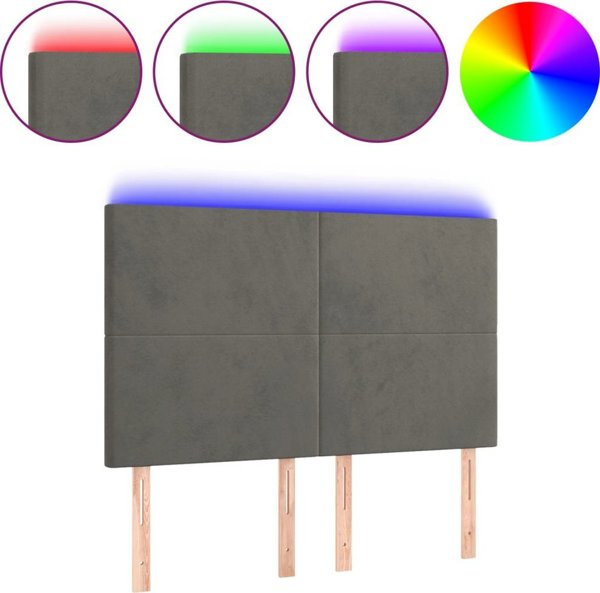 vidaXL Zaglowek do lozka z LED, ciemnoszary, 144x5x118/128 cm, aksamit