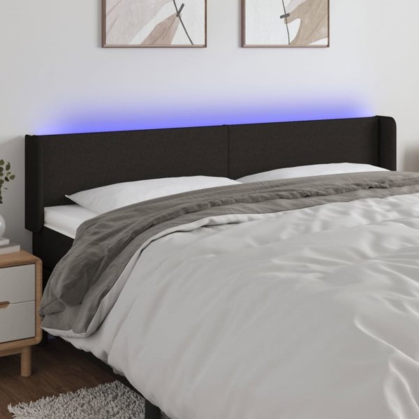 vidaXL Zaglowek do lozkou me LED, mavro, 183x16x78/88 cm, yfasma