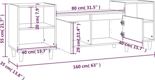 vidaXL Λευκή βάση τηλεόρασης 80x36x50 cm από υλικό ξύλου
