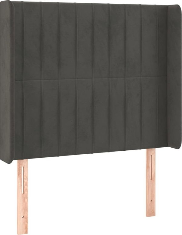 vidaXL Zaglonek do lozka z LED, ciemnoszary, 93x16x118/128 cm, aksamit