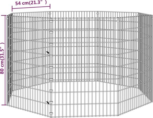 vidaXL 8-πανελ κλούβα για κουνέλι, 54x80 εκ., γαλβανισμένο σίδερο