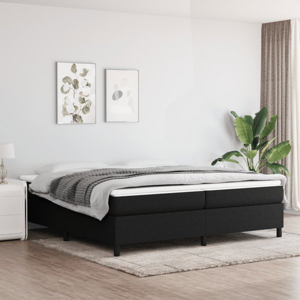 vidaXL Κρεβάτι κοντινενταλ με στρώμα 200x200 cm, μαύρο, ύφασμα
