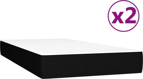 vidaXL Κρεβάτι κοντινενταλ με στρώμα 200x200 cm, μαύρο, ύφασμα