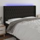 vidaXL Zaglowek do lozka z LED, czarny, 183x16x118/128 cm, tkanina