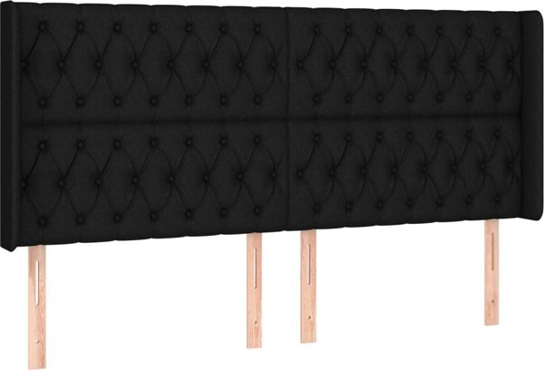vidaXL Zaglowek do lozka z LED, czarny, 183x16x118/128 cm, tkanina