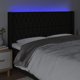 vidaXL Zaglowek do lozka z LED, czarny, 183x16x118/128 cm, tkanina