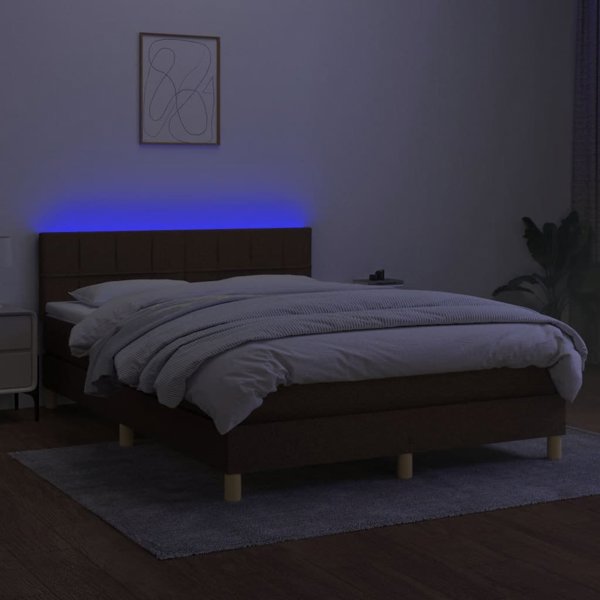 vidaXL Κρεβάτι Continental με Στρώμα, Καφέ, 140x200 εκ., Ύφασμα