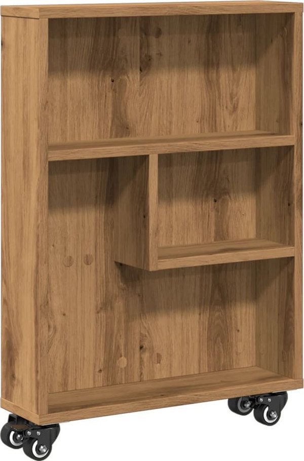vidaXL Λεπτό Βοηθητικό Καρότσι, δρυς artisan, 48x13x68 εκ.