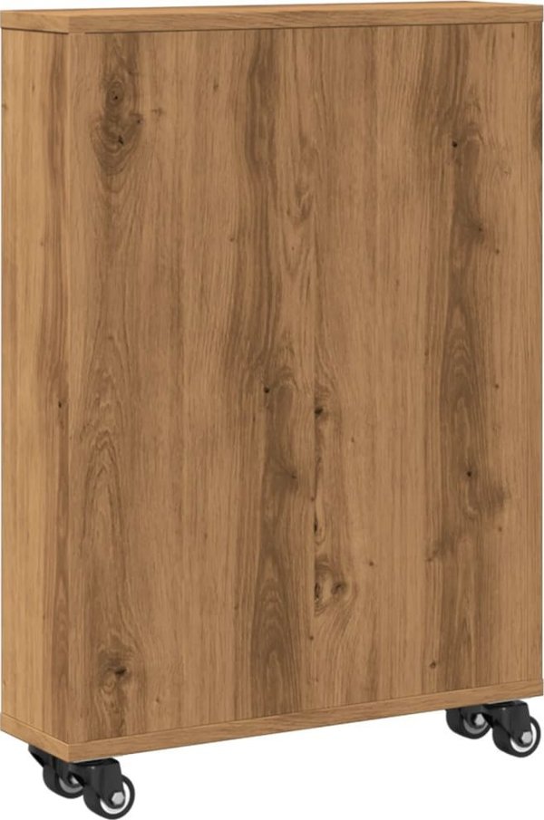 vidaXL Λεπτό Βοηθητικό Καρότσι, δρυς artisan, 48x13x68 εκ.