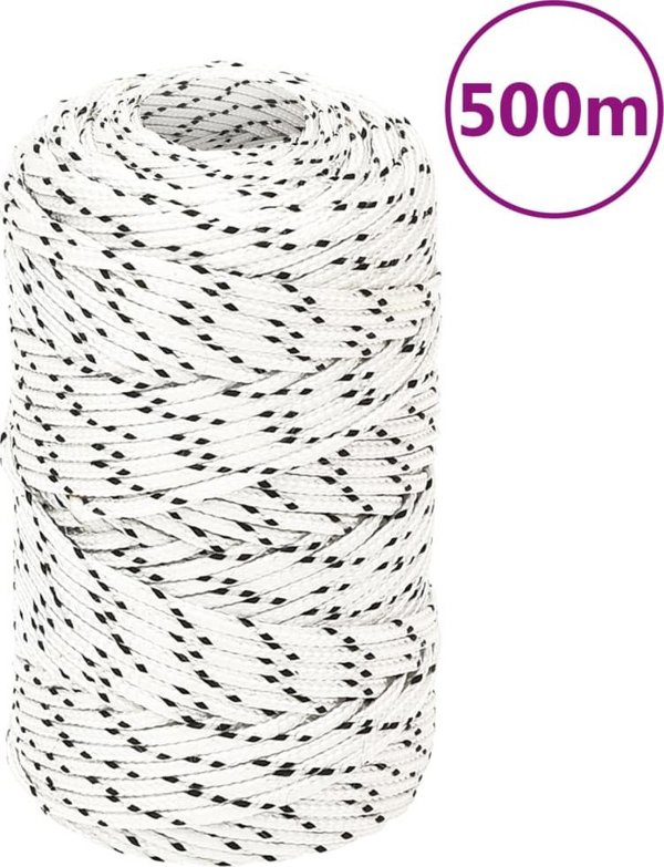 vidaXL Πλεγμένο θαλάσσιο σκοινί λευκό 2 mm 500 m από πολυεστέρα