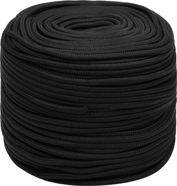 vidaXL Ναυτικό σχοινί, μαύρη μονόχρωμη, 8 mm, 250 m, πολυπροπυλένιο