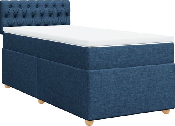 vidaXL Κρεβάτι Continental με στρώμα, μπλε, ύφασμα, 90x200 εκ.