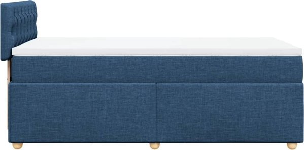 vidaXL Κρεβάτι Continental με στρώμα, μπλε, ύφασμα, 90x200 εκ.