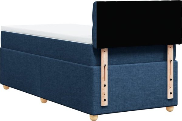 vidaXL Κρεβάτι Continental με στρώμα, μπλε, ύφασμα, 90x200 εκ.