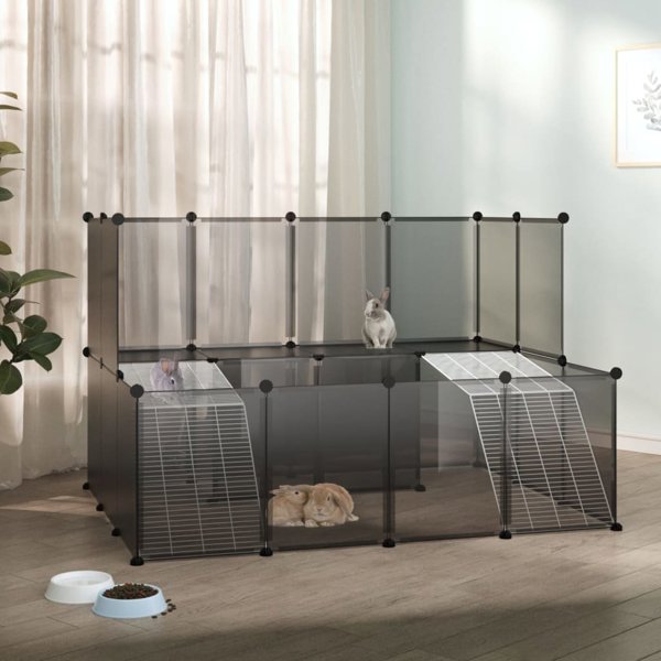 vidaXL Κλουβί για μικρά ζώα, μαύρο, 143x107x93 εκ., PP και ατσάλι