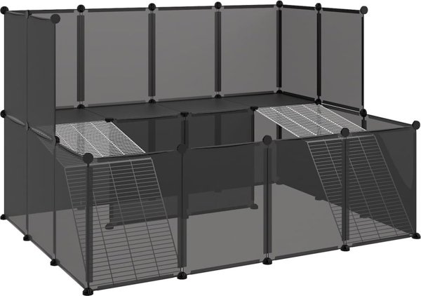 vidaXL Κλουβί για μικρά ζώα, μαύρο, 143x107x93 εκ., PP και ατσάλι