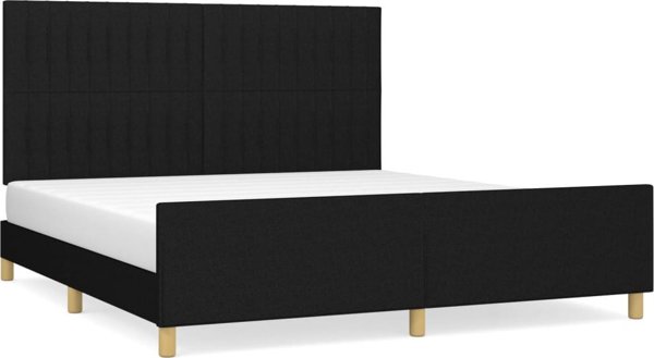 vidaXL Κρεβατοκάμαρα με κεφαλάρι, μαύρη, 160x200 cm, επενδεδυμένη με ύφασμα