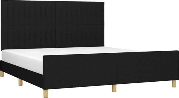vidaXL Κρεβατοκάμαρα με κεφαλάρι, μαύρη, 160x200 cm, επενδεδυμένη με ύφασμα