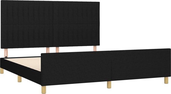 vidaXL Κρεβατοκάμαρα με κεφαλάρι, μαύρη, 160x200 cm, επενδεδυμένη με ύφασμα