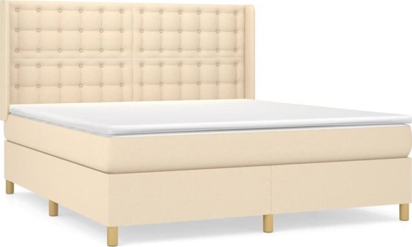 vidaXL Κρεβάτι Continental με Στρώμα, Κρεμ, Υφασμάτινο, 180x200 εκ.