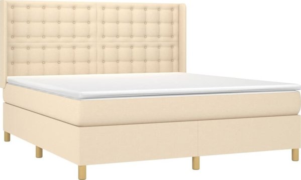 vidaXL Κρεβάτι Continental με Στρώμα, Κρεμ, Υφασμάτινο, 180x200 εκ.