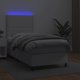 vidaXL κρεβάτι κοντινεντάλ με στρώμα και LED, λευκό συνθετικό δέρμα 100x200 εκ