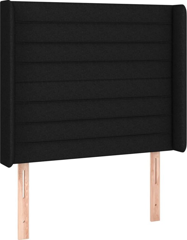 vidaXL Κεφαλάρι κρεβατιού με LED, μαύρο, 103x16x118/128 εκ., ύφασμα
