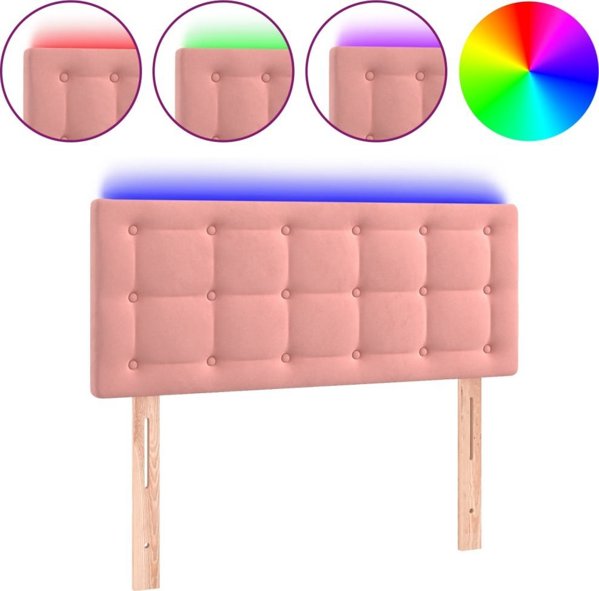 vidaXL Zaglowek do lozka z LED rozowy 80x5x78/88 cm aksamit