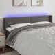 vidaXL Κεφαλάρι κρεβατιού με LED, γκρι, 203x16x78/88 cm, τεχνητό δέρμα